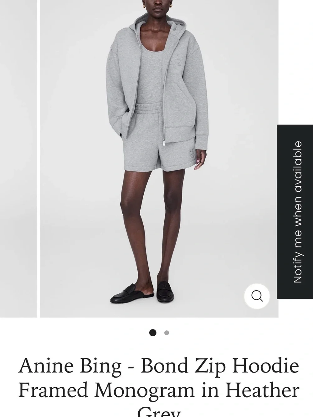Anine Bing Grey Bond Zip Hoodie - Picture 6 of 15